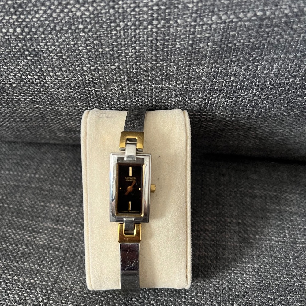 Citizen silver, black and gold thin watch